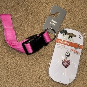 Pink Dog Collar and Pet Charm New With Tags